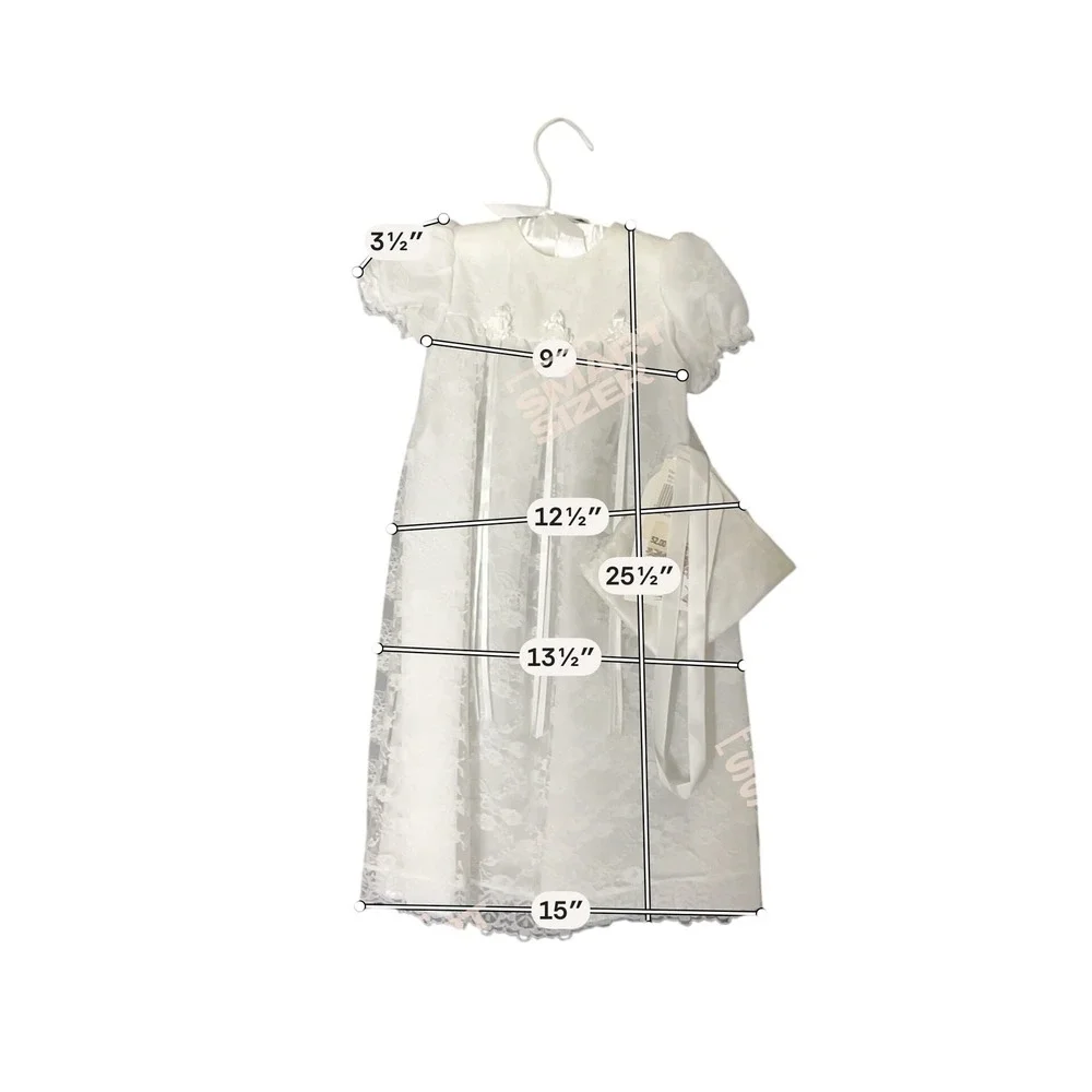 Baby Christening Dress 6-9M Lace Baptism Gown Bonnet‎ White NWT